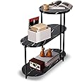 DAYONG Sofa Side Table, 3-Tier Versatile End Table Bedside Nightstand Coffee Table for Living Room, Bedroom, Balcony, Office, 65 * 40 * 65cm (Style 1, Black)
