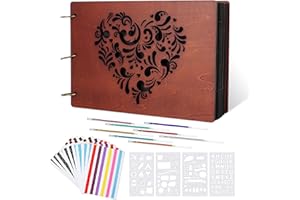 Giiffu Album Photo en Bois à Personnaliser - 100 Pages Noires, 30 x 21 cm Album Souvenir, Scrapbooking DIY pour Bébé, Famille, Anniversaire, Saint-Valentin, Mariage, Noël Cadeau