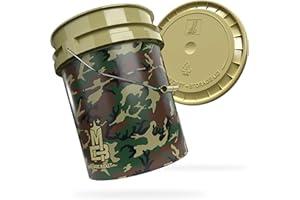 Magic Bucket Set di Secchio per Lavaggio Auto, Lavaggio a Mano, Mimetico, Verde, con Coperchio Abbinato, 5 US Gal, Circa 20 Litri, Compatibile con Grit Guard, Detail Guardz Dirt Lock, Dirt Trap