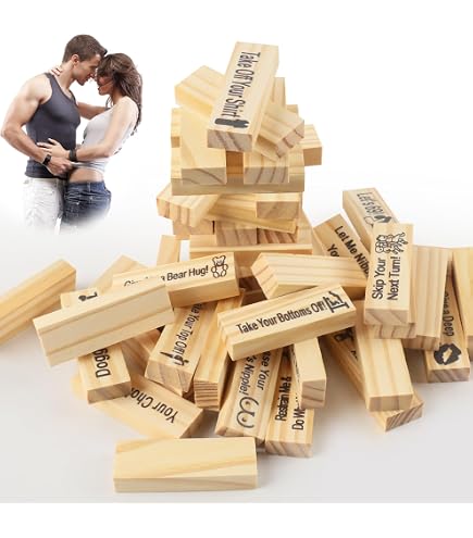 Mineup Jeu de Blocs en Bois Allemand pour Couples, 48 ​​Pièces Tour de Blocs de Désir, Jeux allemands pour Couples, Tour de Blocs Super Coquine pour Convient aux Couples, aux Adultes, aux