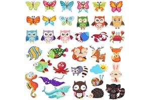 CHYEEH Diamond Painting Kit Enfant, 34 Pièces DIY Peinture Diamant Animaux Autocollant, Kit Mosaïque pour Enfants 5D Autocollants de Diamant Kits, Broderie Diamant pour Enfants et Débutants Adultes