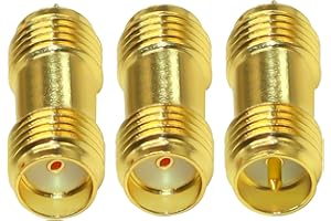TUOLNK Adaptador de Barril de acoplador SMA SMA Hembra a RP-SMA Hembra Kit de Conector RF convertidor de Conector RF para Antena Radio Paquete de 3