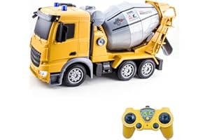 LioMaxi Camion betoniera con tutte le funzioni, giocattolo telecomandato alimentato a batteria, per bambini e bambine, scala 1:24, 6 canali, con luci e suoni