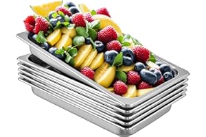 GENÉRICO Lote 6 Cubetas Gastronorm GN 1/1-65mm profundidad fabricadas en acero inoxidable | Bandejas Horno | Bandejas Gastronorm 1/1 | Recipiente GN 1/1 530x320x65 mm | 8,5 Lts