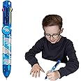 Deluxebase Rainbow Writer - Shark, Multicolour Pen from 8 in 1 retractable ballpoint pen, great novelty pens for kids and ideal office or school supplies