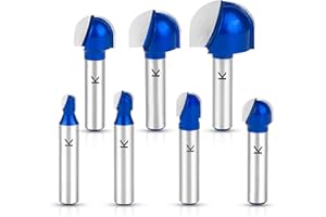 ASNOMY 7Stücke Hartmetall Hohlkehlfräser Oberfräser 8mm Schaft, kugelfräser Holz Rund Nase Core Box Holzbearbeitung Fräser - 6/8/10/12/16/20/25.4mm
