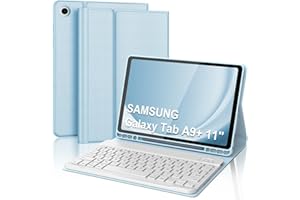 OCCTINGKIND Coque Clavier pour Samsung Galaxy Tab A9 Plus/A9+ 11 Pouces, AZERTY Français Housse Clavier Bluetooth Magnétique Détachable avec Porte Crayon pour Samsung Galaxy Tab A9 Plus 11" 2023, Bleu Ciel
