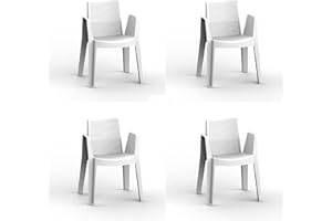 RESOL GRUPO garbar Play Set 4 Silla con Brazos Exterior | jardín, terraza, balcón, Picnic, Camping, Catering, Eventos, reuniones | diseño, Ligero, apilable | Blanco