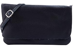 SH Leder Torba na ramię z prawdziwej skóry kopertówka mała torebka wieczorowa 24,50 x 15 cm Ely G149, granatowy, S