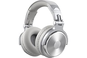 OneOdio Pro 10 Cuffie Over Ear, Cuffie Cablate con Shareporte Microfono, Jack 3,5 mm e 6,35 mm, Cuffie perRegistrazione (Grigio Argento)