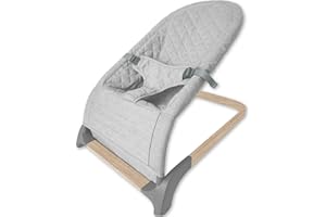 Bubba Bear Baby Bouncer, Foldable Rocking Chair with Seat, Newborn to Toddler, 0+ Months (Grey)