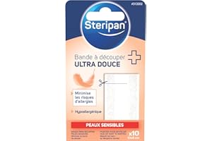 Steripan - Bande à Découper Ultra-Douce - Peaux Sensibles - Micro-Aéré - Support Non-Tissé - 10 x 6 cm - x10