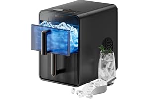 DREAME Aura Macchina per Ghiaccio a Cubetti Cavi con Produzione Rapida in 6 Minuti, Serbatoio e Cestello Separati, due Dimensioni di Cubetti, Controllo Digitale, Luce LED e Funzione Autopulente