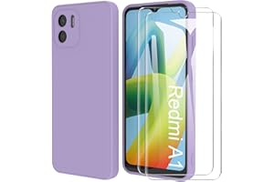MOONESS Funda para Xiaomi Redmi A1 con 2 Pack Protector Pantalla,Ultrafino Silicona TPU Shockproof Carcasa Case Cover para Xiaomi Redmi A1 - Púrpura Claro