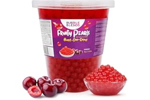 ‎BUBBLE BLENDS Popping Boba Fruchtperlen Kirsche - 1kg Bubble Blends Boba Perlen mit Fruchtsaft – Milchfrei, 100 % Fett- & Glutenfrei - Boba Bubble Tea Perlen - Getränkezugabe oder Verzierung