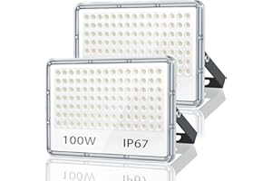 TASINUO Faretto LED da Esterno 100W 2 Pezzi, Faro LED Esterno Impermeabile IP67, 10000LM Luci da Esterno,7000K Bianca Fredda Lampade da Esterno,105 LED Applique da Esterno per Giardino Terrazza Garage