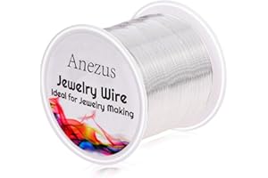 Anezus - Alambre de joyería de calibre 22, alambre de cobre resistente al deslustre para hacer joyas y manualidades (plata, 45 metros)