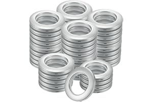 M METERXITY 50er-Pack Vorhangösen, 1-9/16" Innendurchmesser Kunststoff Vorhangringe Clip Ösenringe Nanoscale Low Noise Roman Ring für Fenster/Stoff, Heimvorhänge Ösen [Matt Silber]