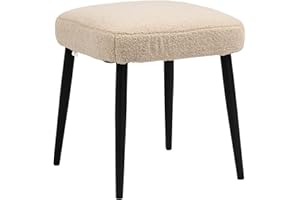 ‎HOMCOM HOMCOM Sitzhocker Hocker quadratisch mit weichem Sitzkissen Stahlbeinen Fußhocker mit Kaschmir-Optik Polsterhocker Ottoman für Schlafzimmer, Wohnzimmer, Beige