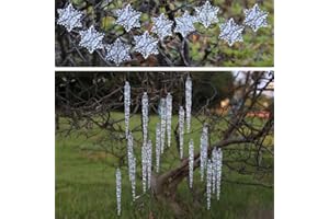 Dahi Dekoracje świąteczne z akrylowymi stalaktytami, lodami 20 + płatki śniegu.