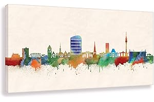 Kunstbruder panorama Dortmund – kolor 40 x 80 cm – od City Dortmund artystyczny wydruk 2 cm (różne warianty / rozmiary) – obraz na płótnie – gotowy do powieszenia