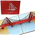 PopLife® Golden Gate Bridge 3D Pop Up Greeting Card for All Occasions - Travellers, Architecture, History Lovers - Folds Flat for Mailing - Birthday, Graduation, Retirement, Anniversary, Thank You