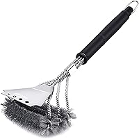 IREGRO Grillbürste, Grill Reinigungsbürste mit Edelstahl Spatel und PP Wärmedämmung Griff, Perfekt Edelstahlbürste für…