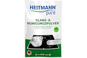 HEITMANN pure Brillo y limpieza en polvo | 100% piedra dolomita molida | Limpieza eficaz para cocina, baño, acero inoxidable, plata, latón y zapatillas | 30 g