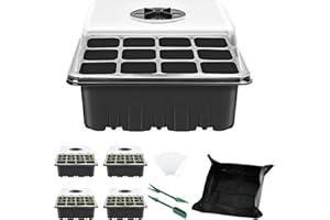 DEREINE Vassoi per Propagatore di Semi, 4 Pezzi Mini Serra per Piantine, Semina Pianta Starter Vassoio, Kit di Germinazione con Coperchio e Tappeti Piante, per Semenzaio Germinazione e Crescita delle Piante