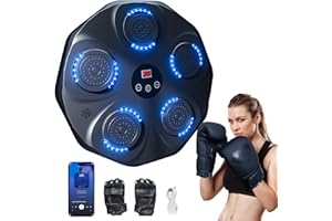 FTJKGH Smart Music Boxmaschine, 9 Stufen Geschwindigkeit Musik Punching Boxmaschine Wandmontage Bluetooth Verbindung mit LED Licht, Musikmaschine mit Boxhandschuhen Trainingsgeräte für Erwachsene