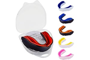 TRYSALAR Mouth Guard Gum Shield – Professional Mouth Guard for Contact Sports, Rugby, Martial Arts, Karate, Rugby, MMA, Boxing, Hockey, Football Flexible for Youth & Adult (Black/Red)