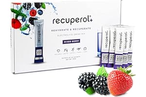 Recuperol Rehydration & Recovery Electrolytes Powder Drink Mix, 30 Pack, High Electrolyte Content, Vegan - Natural Mixed Berry Flavour - Zinc, Vitamin C, B12, D3, Potassium