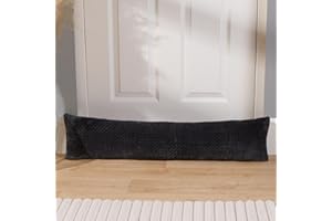 OHS Draft Excluders for Doors Waffle Fleece, Super Soft Decorative Door Draft Excluder Cushion Effective Cold Air Stopper Energy Saving Indoor Excluder, Charcoal Grey 90 x 20cm