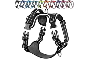 VIVAGLORY Easewalk Hundegeschirr, Anti Zug Hundegeschirr für Training & Spazieren, Anti Zieh Geschirr Welpengeschirr Mit Griff, Ausbruchsicher & Non-Stop Anti-Zug für Welpe Hunde, M, Schwarz