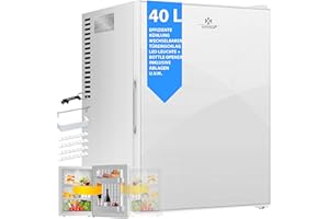 KESSER® Mini Kühlschrank 40L mit Glasfront Minibar ideal für Camping, Büro, Schlafzimmer, Hotel, Küche kleiner Kühlschrank komplett lautlos, wechselbarer Türanschlag, Innenbeleuchtung inkl. Glasöffner
