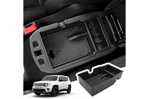 BIBIBO Organizer do konsoli środkowej do Jeep Renegade 2015-2023/FIAT 500X 2016-2022, organizer z matą antypoślizgową, podłokietnikami środkowymi, podłokietnikami, półką na podłokietniki, akcesoria