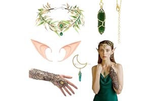 DAZZROI Fée D'Elfiques, Kits De Déguisement, Inclure Couronne De Serre-TêTe De FéE De La ForêT Gants En Dentelle Oreilles D'Elfe Collier En Cristal éPingle à Cheveux Pour Mariage, Cosplay, Halloween