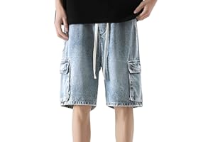 Genérico Pantalones Cortos De Mezclilla para Hombre 2024 Suave Multibolsillos Mezclilla Pantalones Cortos Casual Pantalones Cortos De Trabajo Hombre Pantalón Corto Vaquero