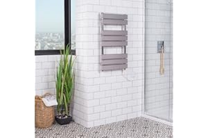 Warmehaus Minimalist Bathroom Chrome Electric 300 w & Dual Fuel Heated Towel Rail Radiator Rad 800 x 450 mm