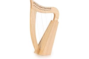 Classic Cantabile Harpe Celtique - Harpe Celtique Compacte en Frêne - 12 Cordes - Accordée en Do Majeur - Inclus Sacoche et 2 Clés d’Accordage - Hauteur : 51 cm