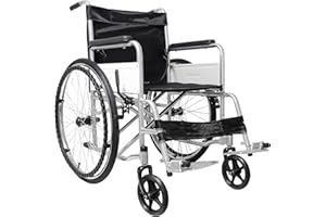 BRICOK Sedia a Rotelle Pieghevole Leggera ad Autospinta Carrozzina per Disabili ed Anziani con Braccioli e Poggiapiedi Estraibili Cintura di Sicurezza 85 x 69 x 91 cm Nero