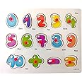 Wooden Colorful Learning Number Puzzle from 0 to 10 Numbers and Math Sign Blocks Game with Knob Educational Board Tray for Kids Baby Age 2 3 4 Year Gift Design B Multicolor