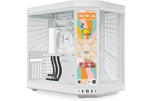 HYTE Y70 Touch Infinite ATX Mid Tower Modern estetisk fodral med integrerad 2,5 K LCD-pekskärm – snövit