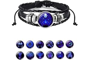 Alapek Zodiac Signs Spirit Bracelet, Manifestation Bracelet, Serene Manifestation Bracelet, Multilayer Adjustable Twelve Constellation Zodiac Leather Bracelets