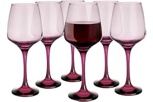 G GLASMARK KROSNO 1992 Glasmark Krosno Lot de 6 verres à vin rouge 0,36 l Passe au lave-vaisselle Rouge rubis 6 x 360 ml