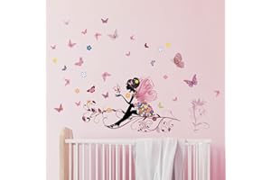 ‎TANLABY Tanlaby Schmetterling Mädchen Wandtattoo Blumen Fee Wandsticker Bunte Schmetterling Wandaufkleberr für Mädchen Babyzimmer Wohnzimmer Schlafzimmer Kinderzimmer Hause Wanddekoration