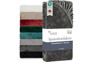 ‎BLUMTAL Blumtal Spannbettlaken Cashmere Touch 140x200 cm Plüsch - Oeko-TEX zert. weiche Spannbettlaken 140x200 - Spannbettlaken 140x200cm Winter aus Mikrofaser - Bettlaken 140x200 Winter Anthrazit