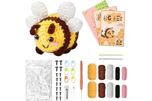 BRISKORE Kit de Ganchillo para Principiantes, 2 Pzs abeja Animales de Crochet Kit de Ganchillos Accesorios Juego de Animales de Ganchillo para Principiantes Perfecto para DIY y Tejido a Mano