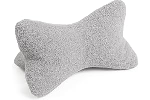 MAGMA-HEIMTEX Magma Fleecy Leseknochen herausnehmbare Füllung, 44x26cm, ergonomische Form für Nacken- oder Lendenstütze, Flexible Stütze für Bücher, E-Books oder Tablets, mit Reißverschluss, waschbar bis 30C, Grau