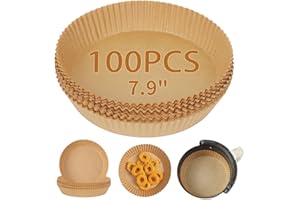 Ciusdkler 100PCS Air Fryer Disposable Paper Liner, Air Fryer Liners for Ninja, 7.9 inch Round Non-Stick Air Fryer Paper Liners for Cooking, Baking or Roasting